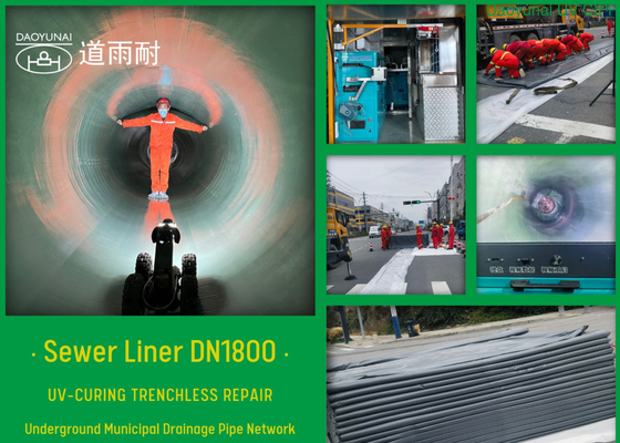 Flexible tube liner van kunststof voor UV 2-4 uur Kuurtijd Geen graven Reparatie riool